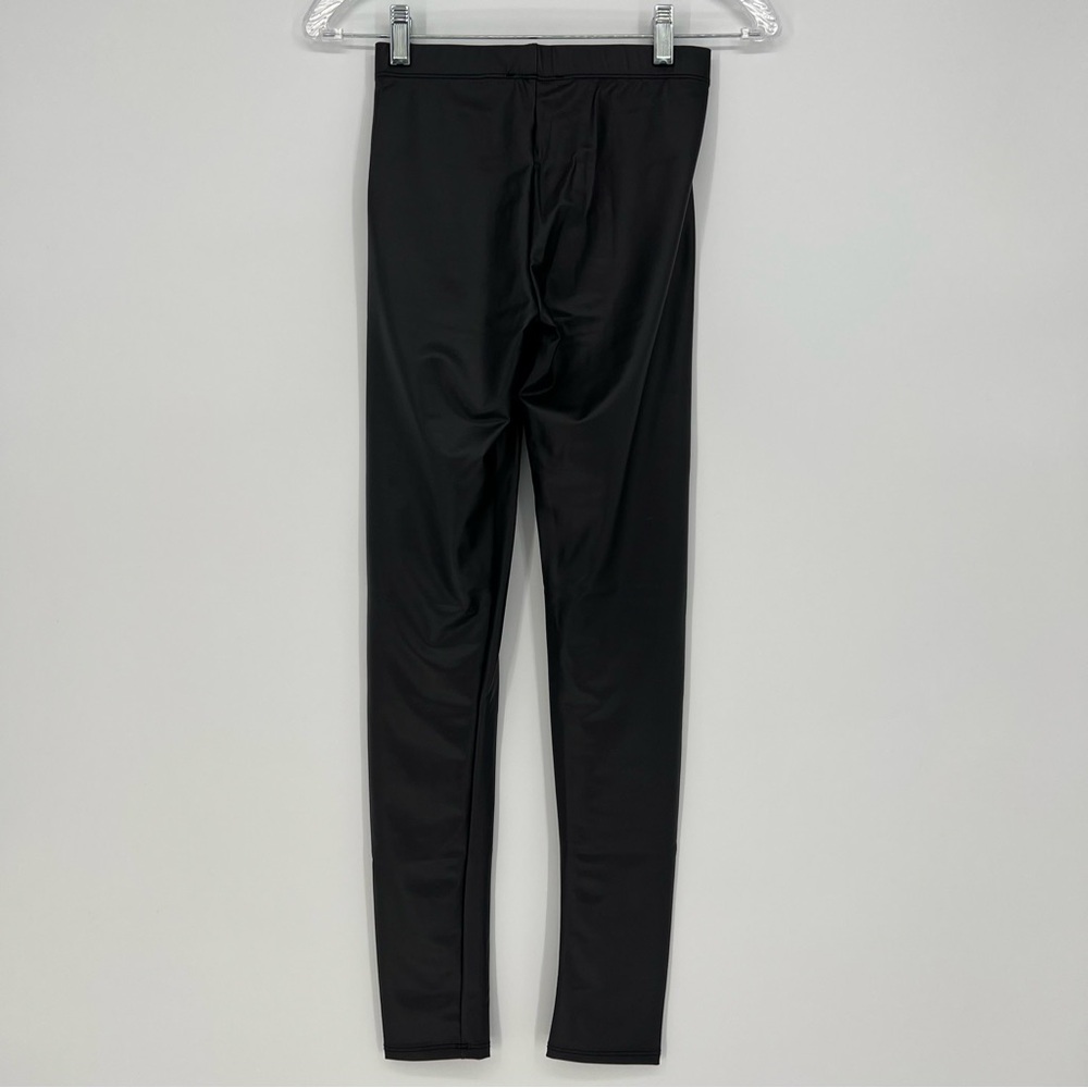 NEW White Birch Womens Juniors Leggings Faux Leather Black Stretch Runs Small - Picture 2 of 8